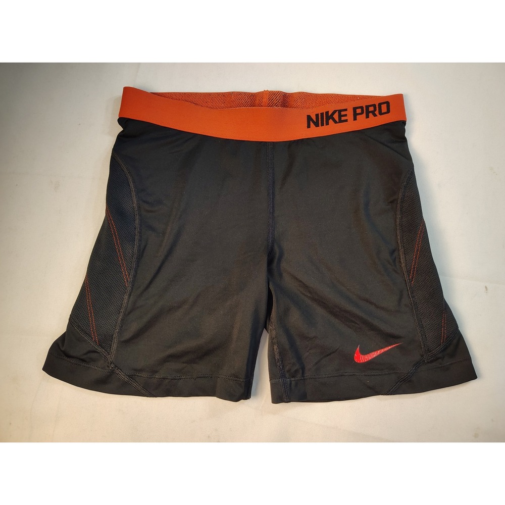 Nike Pro Dri-FIT Mens Compression Shorts Medium M Athletic Spandex Black Orange